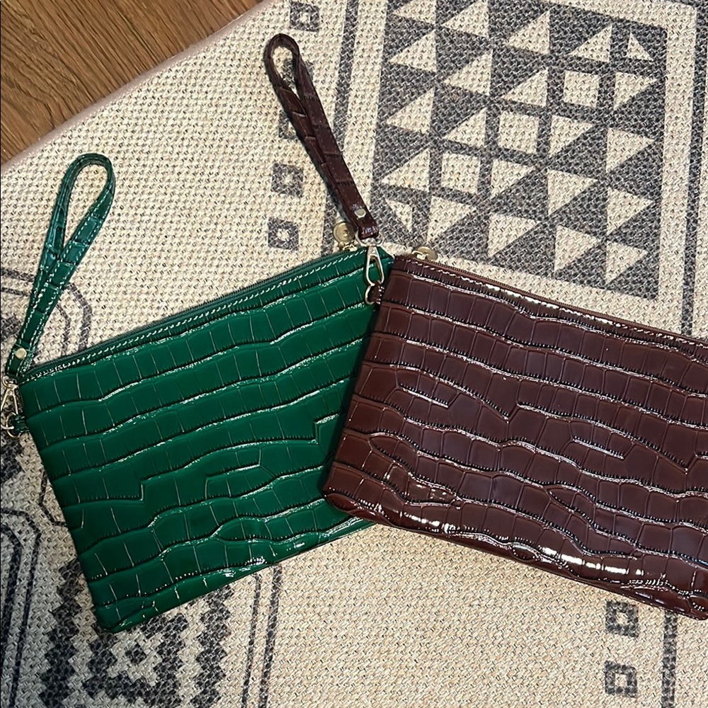 2 for 1 Faux Crocodile Clutch/Wristlet Bags